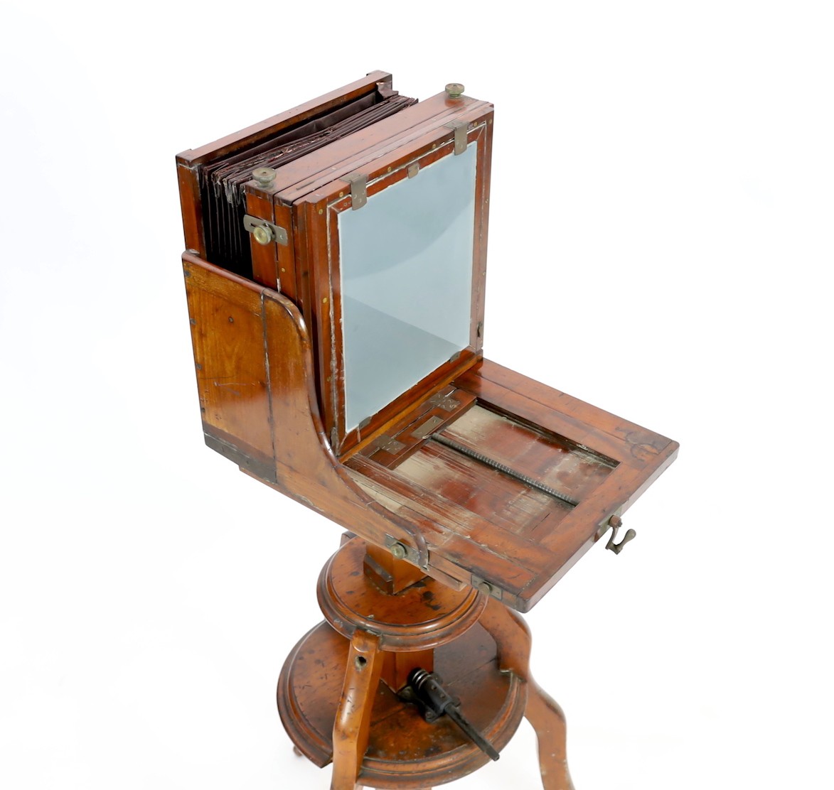 A Victorian Ross of London Rapid Symmetrical full plate camera, 36cm wide, 136cm high